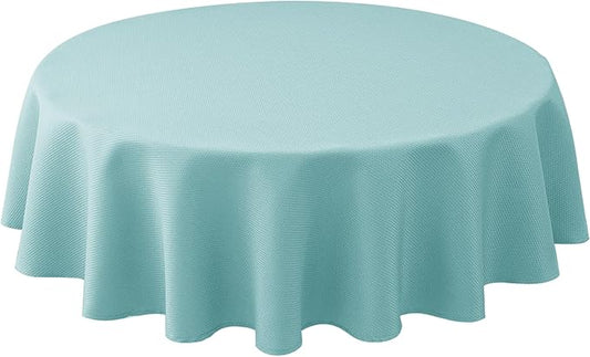 Biscaynebay Round Tablecloth 60 Inch-Auqa Blue Outdoor Fabric Table Cover-Small Circle Folding Table Cloths Linen Water Resistant for Kitchen Dining Picnic Patio Outdoor Party Restaurant Tables