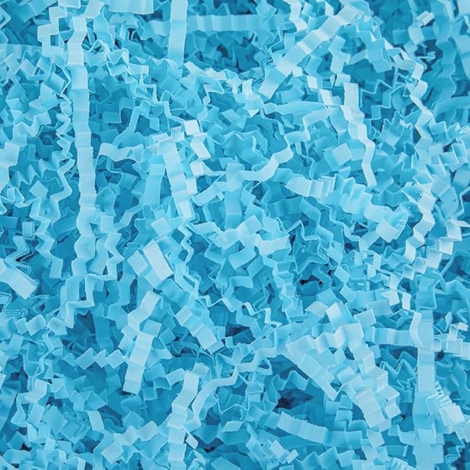 Caleihd Crinkle Cut Paper Shred Packing Grass Cushion Paper Streamer for Christmas Wedding Birthday Bridesmaid Engagement Craft Gift Boxes Bags Basket Filler Decoration 4.5oz Blue