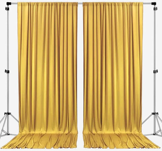 AK TRADING CO. 10 feet x 10 feet Mustard Gold Polyester Backdrop Drapes Curtains Panels with Rod Pockets - Wedding Ceremony Party Home Window Decorations