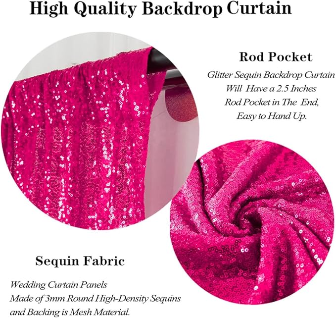 DUOBAO Sequin Backdrop Curtain Hot Pink Photo Background 4FTx7FT Sequin-Backdrop Baby Shower Curtains for Pictures Shimmer Wall Backdrop for Wedding Party Decorations(4FTx7FT, Fuchsia)