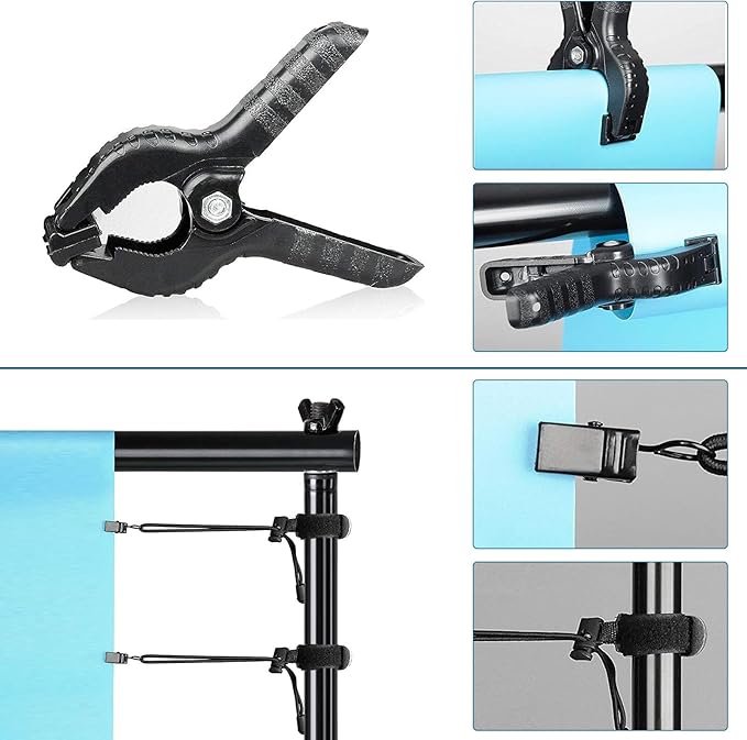 SLOW DOLPHIN Pipe and Drape Photography Backdrop Stand Kit Adjustable Photo Background Stand 10ft x 10ft with Metal Base for Parties Weddings Birthday Party Events Photo Booth(Black)