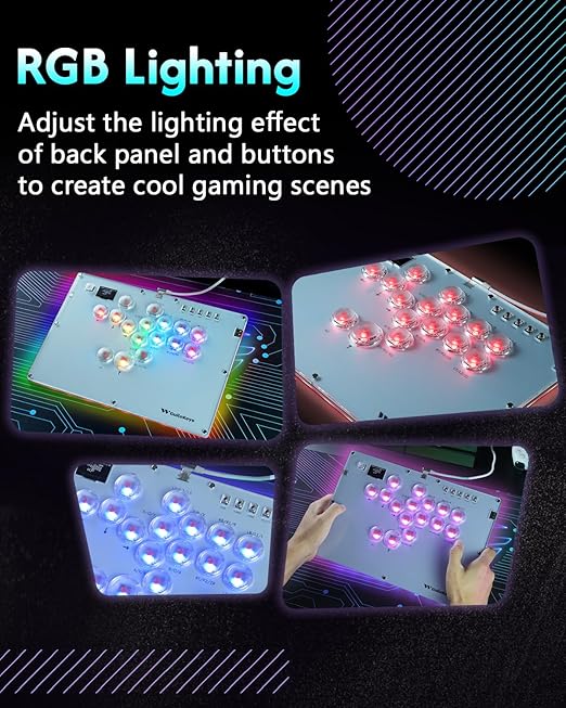 GuileKeys Leverless Controller Arcade Stick GK-16, All-Button Arcade Controller with Multi-function Button for PS4/PS3/PC/Switch, Arcade Fight Stick with RGB/Turbo/Hot-Swap/Custom Top Plate DIY White