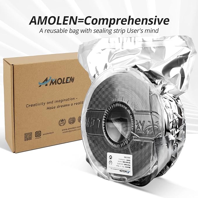 AMOLEN TPU 3D Printer Filament 1.75mm, Flexible Soft TPU 3D Printing Filament Supports High Speed, 1kg Spool(2.2lbs), Black