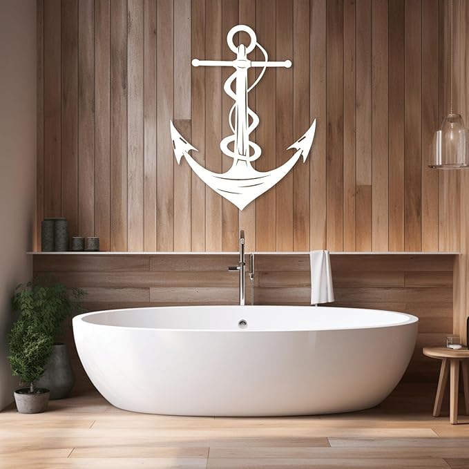 XXQ Anchor Metal Wall Decor, Anchor Metal Wall Art for Bedroom Living Room Dorm Antique Anchor Wall Decor Antique Metal Anchor Farmhouse Decor (Whhite, 39" x 59" / 100 x 150cm)