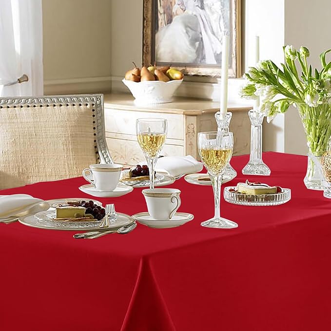 Fitable Red Tablecloths for Rectangle Tables, 6 Pack - 70 x 120 Inches - Reusable and Washable Table Clothes for 6-8 Ft Tables, Polyester Fabric Table Covers for Wedding, Party, Banquet