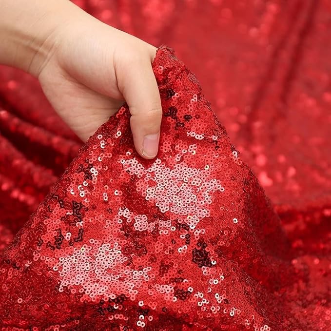 Eternal Beauty Black and Red Backdrop 4 PCS-2x8 Ft Sequin Curtain Panels for Christmas Party, Birthday