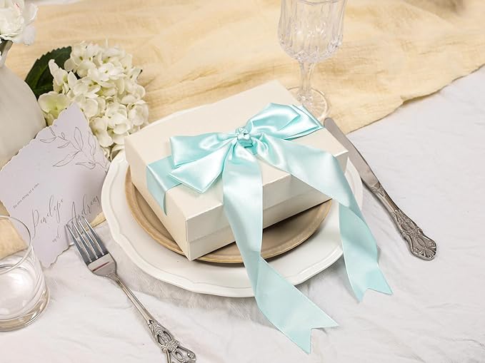 Light Blue Satin Ribbon 1-1/2 inch X Continuous 25 Yards, Single Face Polyester Ribbon Perfect for Gift Wrapping, Flower Bouquet, Wedding Decor, Crafts, Bow Making, Sewing and More