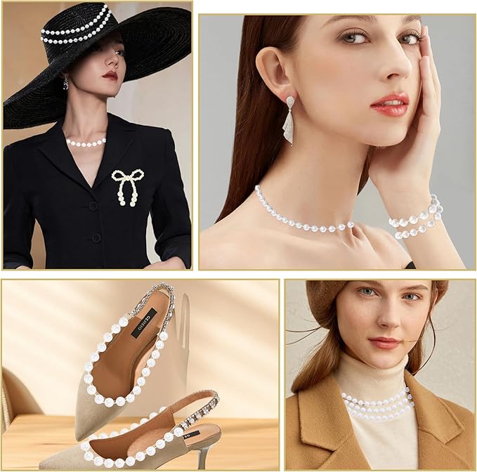 Pearls String Beads 33 Feet Crafts Faux Pearl Roll for Christmas Garland Flowers Wedding Party Jewelry Decoration(3mm White)