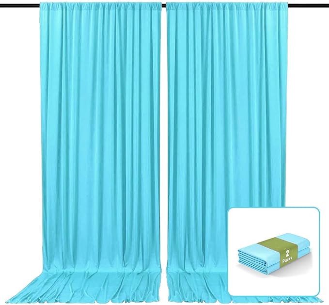 2 Panels Sky Blue Backdrop Curtain, 10 x 10 Feet Background Curtains for Parties, Weddings, Baby Showers, Bachelorette Halloween, Christmas Birthday Party Photoshoot Backdrop Curtains Decorations