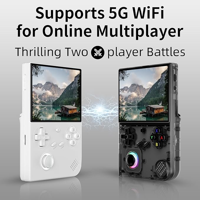 RG40XX V Handheld Game Consoles RG40XXV Retro Game Console Built-in 64G TF Card Preloaded Games 5000+ RG 40XXV Portable Gaming Console Linux 64-bit Supports WiFi Bluetooth HD Output White