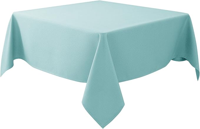 Biscaynebay Square Tablecloth 90x90 Inch-Auqa Blue Card Fabric Table Cover-Folding Table Cloths Linen Water Resistant Washable for Kitchen Dining Picnic Patio Outdoor Party Restaurant Tables