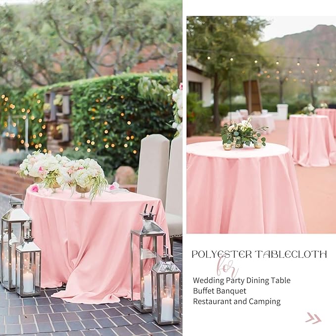 fani 12 Pack 90 Inch Round Tablecloth Pink Polyester Fabric Table Cloth for Round Table,Washable Table Cover for Wedding Party Dining Table Buffet Banquet Restaurant and Camping