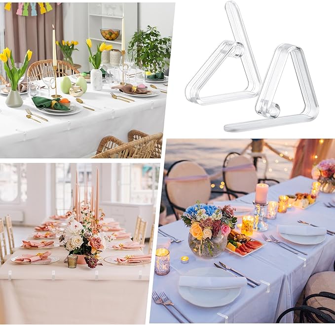 Wenqik 240 Pcs Tablecloth Clips Transparent Clear Plastic Table Cloth Holders Clips Table Cloth Clamps for Indoor Outdoor Birthday Home Wedding Camping Picnic Party Supplies
