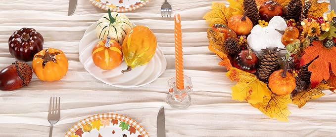 Ivory White Cheesecloth Table Runner 6 Pack Fall Table Runners Boho Gauze 120 Inches White Cheese Cloth Fall Table Decorations for Thanksgiving Weddings Bridal Baby Shower