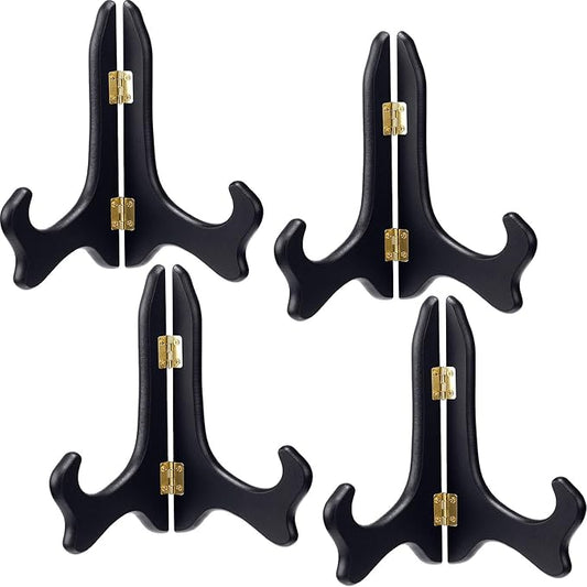 Tatuo 4 Packs Wooden Display Stand Decorative Plate Stands for Display Picture Frame Holder Easels