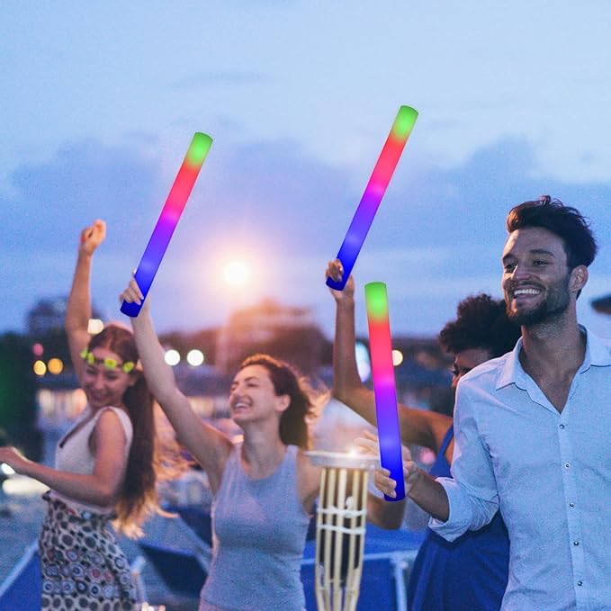 LifBetter Light Up Glow Sticks Bulk, LED Foam Sticks 112 pcs Glow in The Dark with 3 Modes Flashing Led Foam Multicolor Batons Light up Party Favors for Birthdays, Weddings, Concerts, Festivals