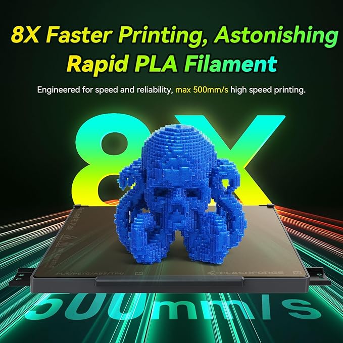 FLASHFORGE Xmas Series Rapid PLA Filament Aurora Blue, High Flow Speedy 3D Printer Filament Max 500mm/s High-Speed Printing, Radiated Unparalleled Brilliance, Twinkling and Ultra-Smooth Finish