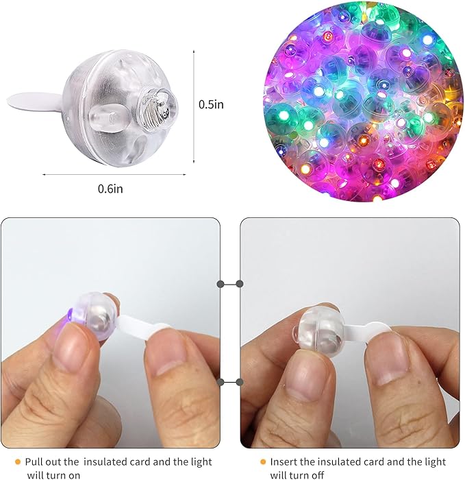 Aogist 100pcs Balloon Lights,Long Standby Time Waterproof Twinkle Mini Light,Battery Powered,Round LED Ball Lamp for Balloon Paper Lantern Party Wedding Christmas Halloween Decorative,Multicolor-Flash