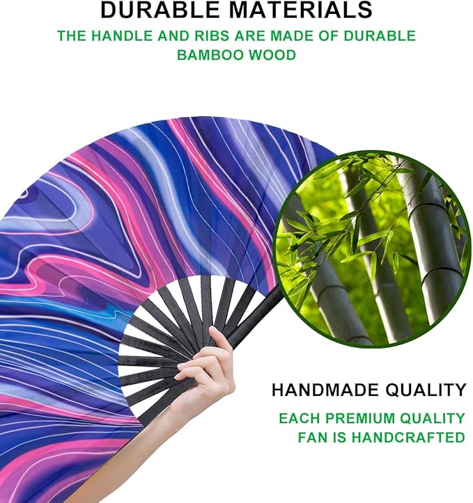 Amajiji Large Folding Hand Rave Fan Popping Fan for Line Dancing Clacking Fans for Boots On The Ground Dance,Party,Decoration,Festival (Purple Basses)