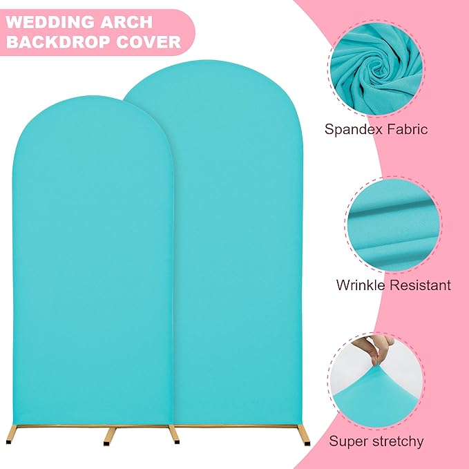 6.6FT Wedding Arch Covers Arch Backdrop Cover Arch Stand Covers Set Arch Cover Spandex Fabric Stretchy Backdrop for Wedding Birthday Party Decoration Baby Shower (Sky Blue)