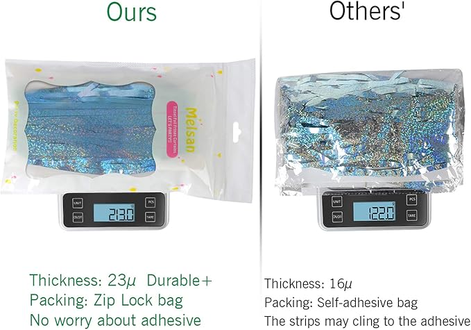 Melsan 2 Pack 3.2 ft x 8.2 ft Tinsel Foil Fringe Curtains Backdrop, Sparkle Metallic Foil Curtains for Party Photo Booth Props Baby Shower Memaid Decoration, Light Blue