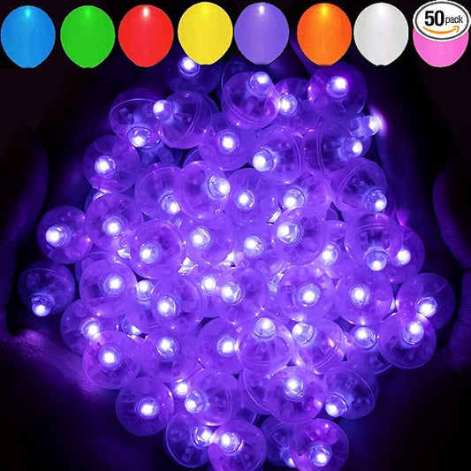 Aogist 50pcs Purple Balloon Lights,Long Standby Time Waterproof Mini Light,Battery Powered,Round LED Ball Lamp for Latex Balloon Paper Lantern Party Wedding Festival Christmas Halloween Decorative