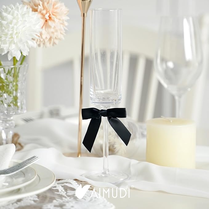 AIMUDI Black Bows 2.5" Satin Bows for Gift Wrapping Twist Tie Bows for Crafts Pre-Tied Black Satin Ribbon Bows Small Gift Bows for Treat Bags Party Favors Wedding Decorations - 50 Counts