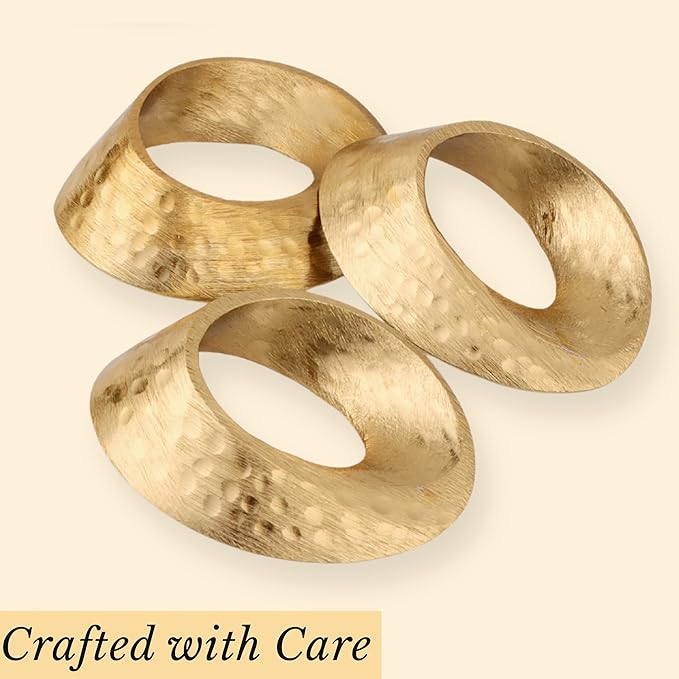 Metal Napkin Rings Set of 12 - Gold Mobius Design for Table Decor, Elegant Napkin Holders for Dinner, Wedding, Party, Holiday, Thanksgiving, Christmas & Everyday Use - ALPHA Living HOME