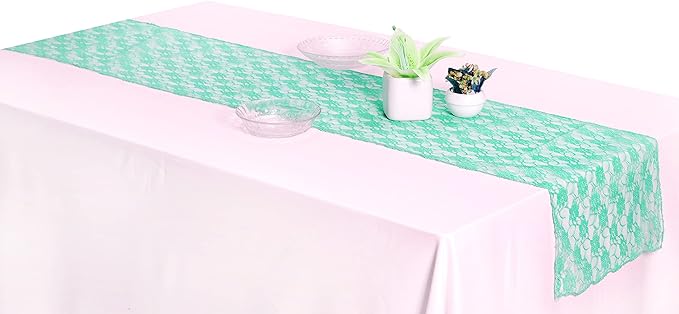 MDS Pack of 12 Wedding 12 x 108 inches Satin Table Runner for Wedding, Decorations for Birthday Parties, Banquets, Graduations, Engagements, Runners fit Rectangle, Round Table- Mint