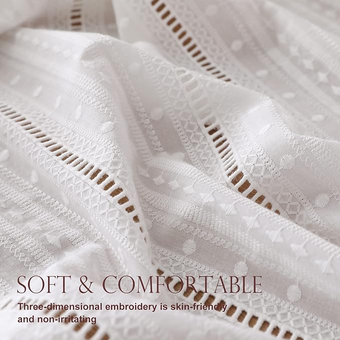 patdrea Designer Vintage Cotton White Lace Tablecloth for Rectangle Tables,French Country Cottage Embroidered Table Cloth Art Decor for Kitchen Wedding Patries Banquet Christmas,59"*91"