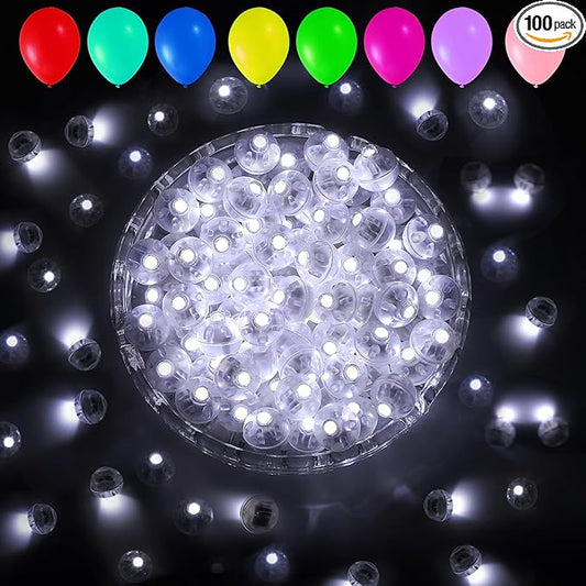 Aogist 100pcs Balloon Lights,Long Standby Time Waterproof Twinkle Mini Light,Battery Powered,Round LED Ball Lamp for Balloon Paper Lantern Party Wedding Christmas Halloween Decorative,White-Flash