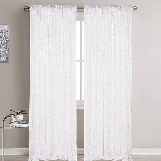 White Sequin Backdrop 2 Panels 2FTx8FT Glitter Drapes Sparkle Photo Backdrop Party Wedding Baby Shower Curtain Sparkle Photography Background Party Decor