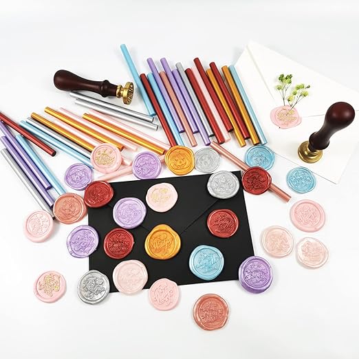 VARACL Hot Melt Glue Sealing Sticks for Letter Seal Stamp - Great for Wedding Invitations, Cards Envelopes, Snail Mails, Postcards, Greeting Cards, Gift Ideas, 7 x 100 mm, 20PCS (Rose Gold)