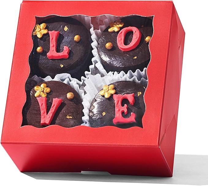 100-Pack 4x4x2 Classic Red Bakery Boxes - Treat/Cookie/Truffle Boxes for Mini Cakes, Pies & Cinnamon Rolls - Wedding Party Favor Packaging