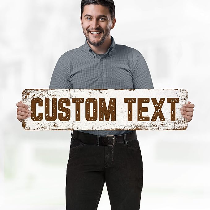 Custom Sign, Custom Street Sign, 11 Font Colors, 13 Font Styles, 4 Hole Options, 22 Sizes, 8x32 Inches, Rust Free DiBound, Fade Resistant, Made in USA by My Sign Center (Rustic)