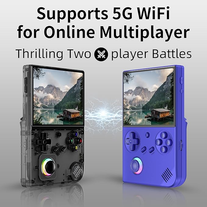 RG40XX V Handheld Game Consoles RG40XXV Retro Game Console Built-in 64G TF Card Preloaded Games 5000+ RG 40XXV Portable Gaming Console Linux 64-bit Supports WiFi Bluetooth HD Output Black