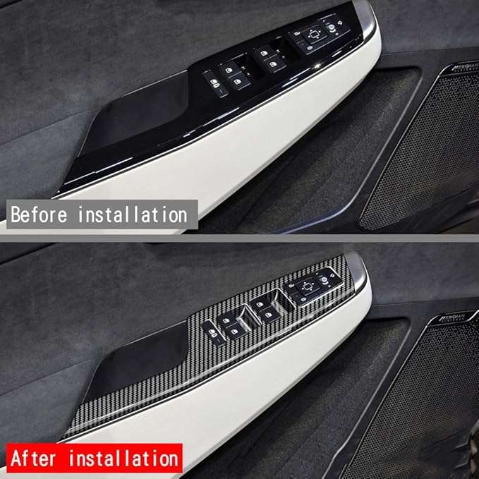 4pcs Carbon Fiber Style Front Rear Doors Window Glass Lift Switch Panel Cover Decorative Sticker Protection Car Interior Accessories for 2021-2025 KIA EV6 KT16