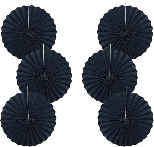 Black Party Decorations,Halloween Decor Events Accessories,Black Birthday Decorations,Anniversary Decorations for Party,Birthday Decorations for Men 16in Hanging Paper Fans 30 Color DIY Set(Black)