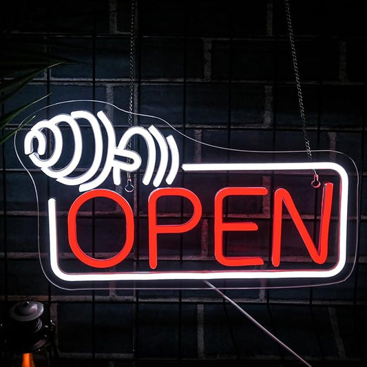 Lucunstar Barbell Open Neon Sign,Dimmable USB Led for Gym Decor Red Barbell Neon Open Sign for Business Neon Lights Fitness Club Sign Gym Fitness Studio Decoration