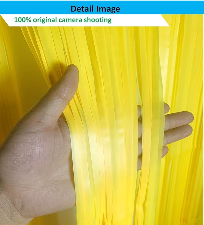 Yellow Streamers Birthday Party Decorations,2 Pack Yellow Tinsel Foil Fringe Curtains,Fringe Backdrop for Sunshine/Lemon/Summer/Hawaiian/Baseball/Back to School Party Decorations,3.3x6.6ft