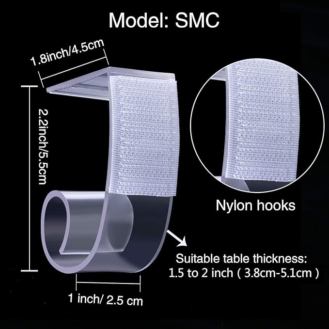 Boao 25 Pieces Table Skirting Clips SMC Model Plastic Tablecloth Clips for Table 1.5-2 Inch with Hook and Loop for Meeting Party Indoor Outdoor Events (Pack of 2)