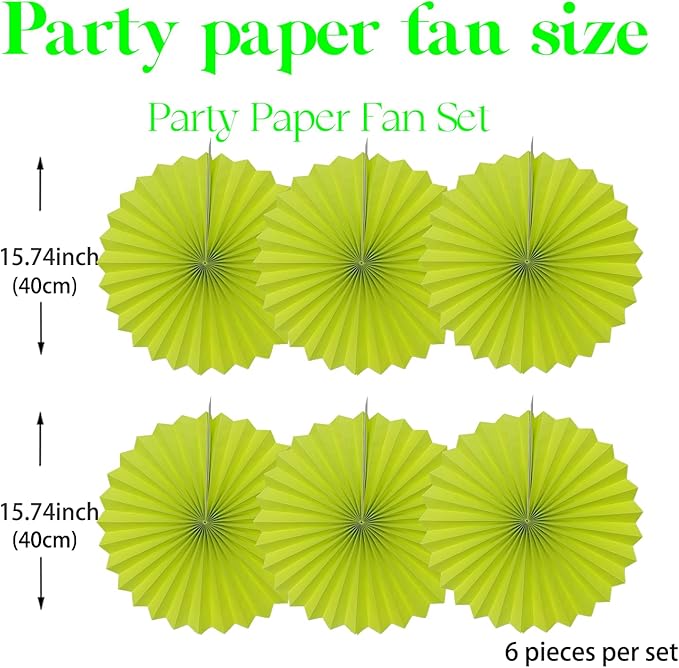 Green Graduation Party Decor,Tropical Party Decorations,Emerald Green Party Decorations,Hawaiian Themed Party Decorations,16in Hanging Paper Fans 30 Color DIY Set (Clear Green)