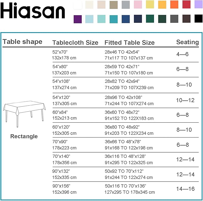 Hiasan Rectangle Tablecloth - Waterproof Wrinkle Resistant and Spillproof Washable Fabric Table Cloth for Dining Room Kitchen, Emerald Green, 60 x 120 Inch