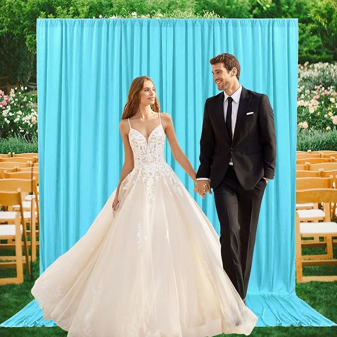2 Panels Sky Blue Backdrop Curtain, 10 x 10 Feet Background Curtains for Parties, Weddings, Baby Showers, Bachelorette Halloween, Christmas Birthday Party Photoshoot Backdrop Curtains Decorations