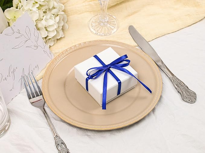 Royal Blue Satin Ribbon 1/4 inch X Continuous 25 Yards, Single Face Polyester Ribbon Perfect for Gift Wrapping, Flower Bouquet, Wedding Decor, Crafts, Bow Making, Sewing and More