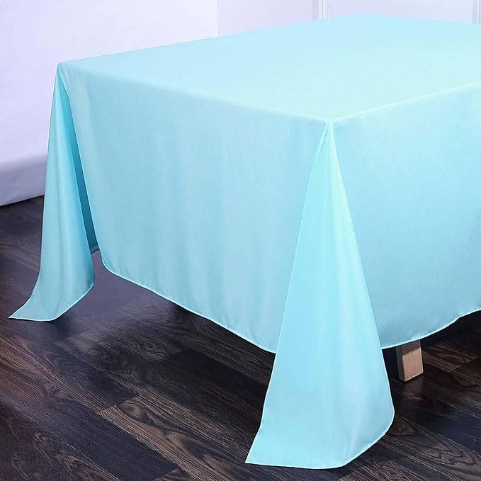 Efavormart 90" Square Polyester Table Overlay for Wedding Kitchen Dining Events - Blue