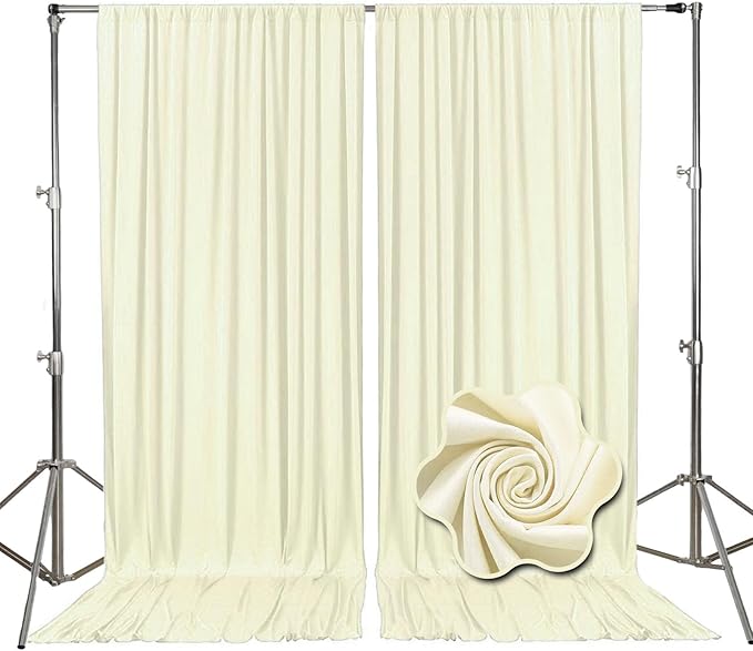 10ft x 10ft Ivory White Backdrop Curtains for Parties, Fabric Satin Background Curtain with Rod Pockets for Weddings, Birthday, Baby Shower, Photography, Graduation Party Backdrop Drapes, 2 Panels