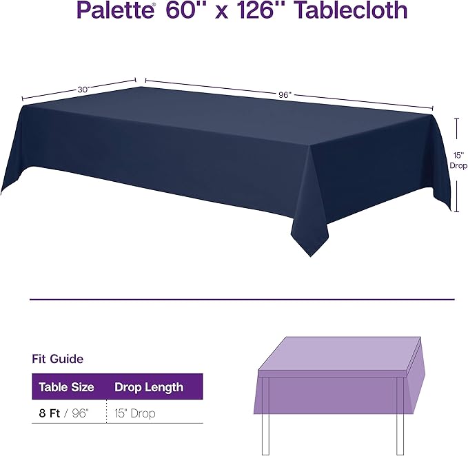 Gee Di Moda Rectangle Tablecloth - 60 x 126 Inch White Table Cloth for 8 Foot Rectangle Table - Heavy Duty Washable Fabric - for 8 Ft Buffet Table, Holiday Party, Dinner, Wedding & Baby Shower