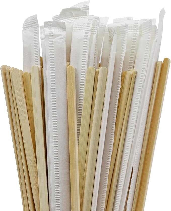 100Pcs Bamboo Coffee Stirrers Individually Wrapped – Coffee Stir Sticks 5.5 Inch, Stir Sticks For Coffee Bar, Disposable Stir Sticks for Coffee and Cocktail