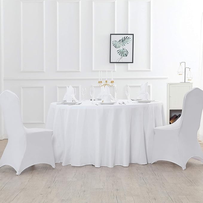 Cupuamon 90 inch Round Tablecloth Washable Polyester Table Cloth Decorative Table Cover for Wedding Party Dining Banquet（90 inch,White）